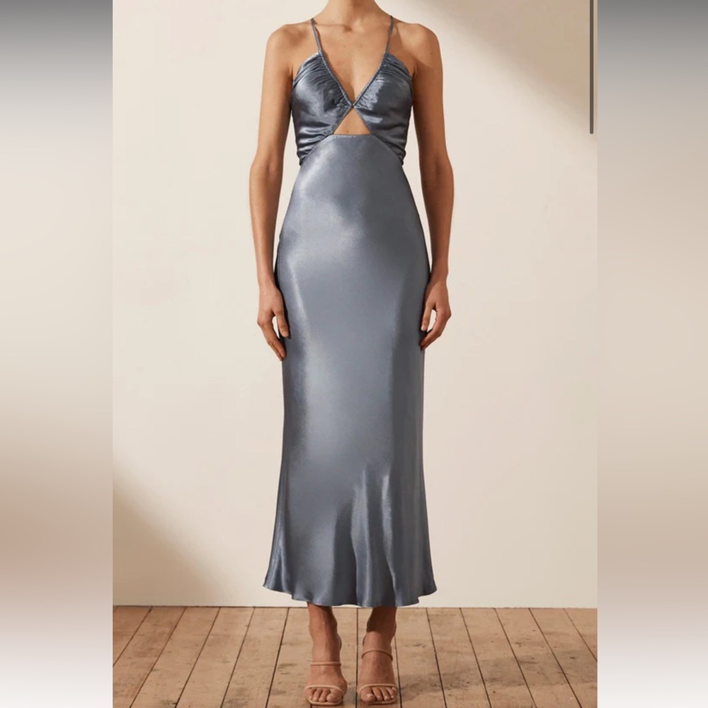Shona Joy La Lune Ruched Midi Dress